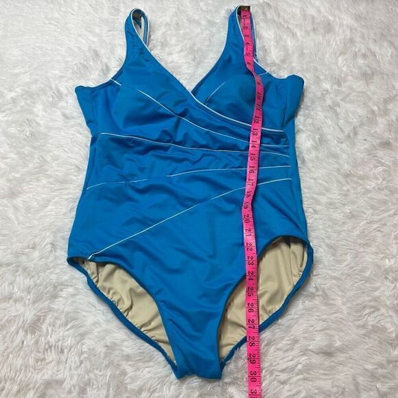 Miraclesuit Blue One Piece Swimsuit Slimming Bathing Suit Swinwear Beach - Picture 6 of 10